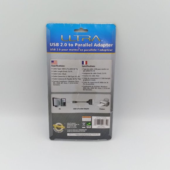 USB 2.0 to Parallel Printer Adapter Cable 5' - Picture 2 of 3